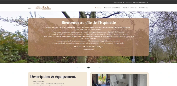 Site vitrine gîte de l'Espinette