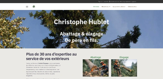 Site vitrine Christophe Hublet abattage élagage